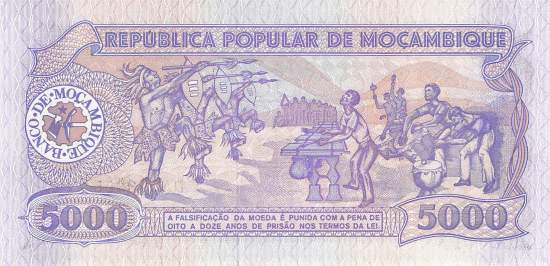 Mosambik p133b 5000 Meticais 1989